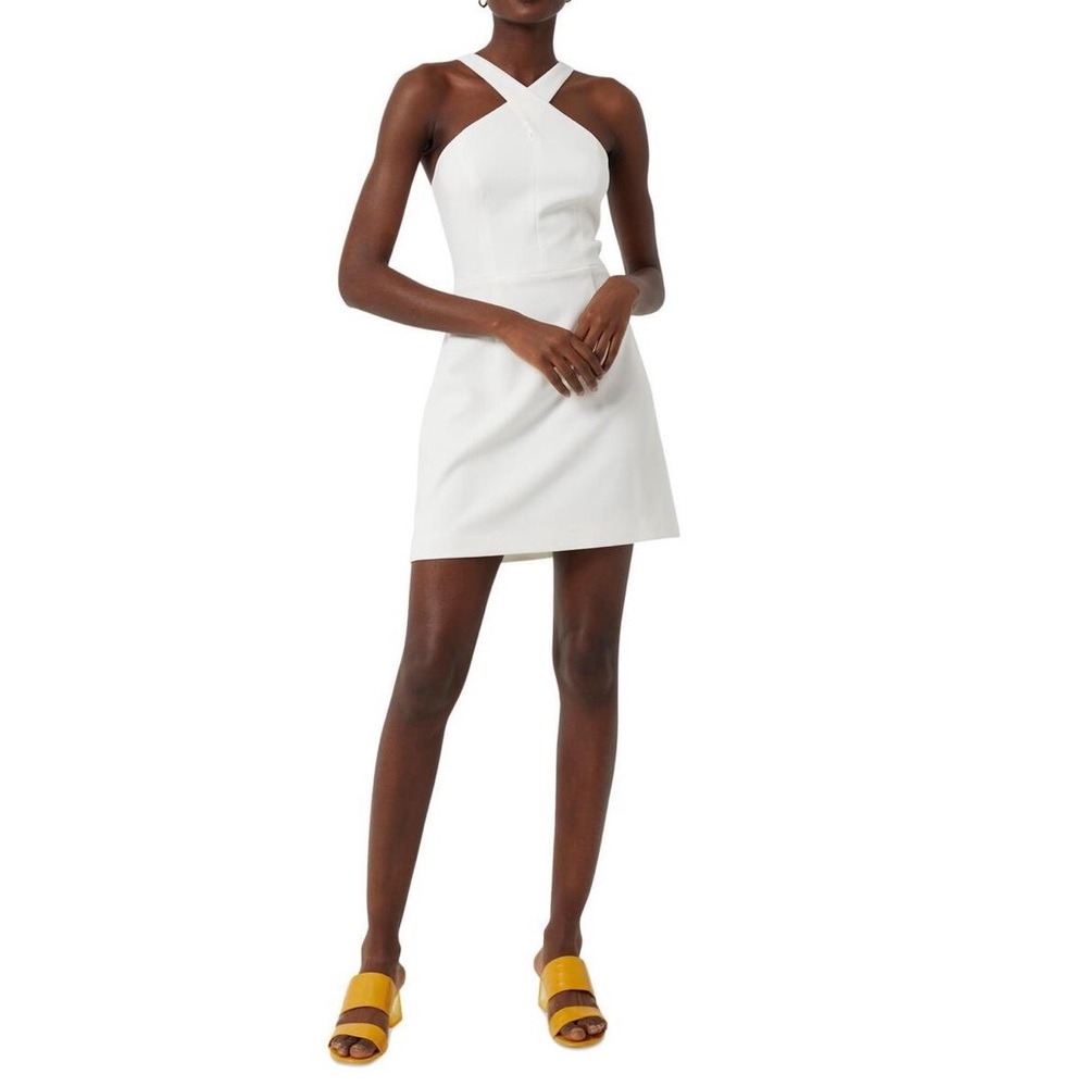 French Connection White Cross-Neck Mini Dress
